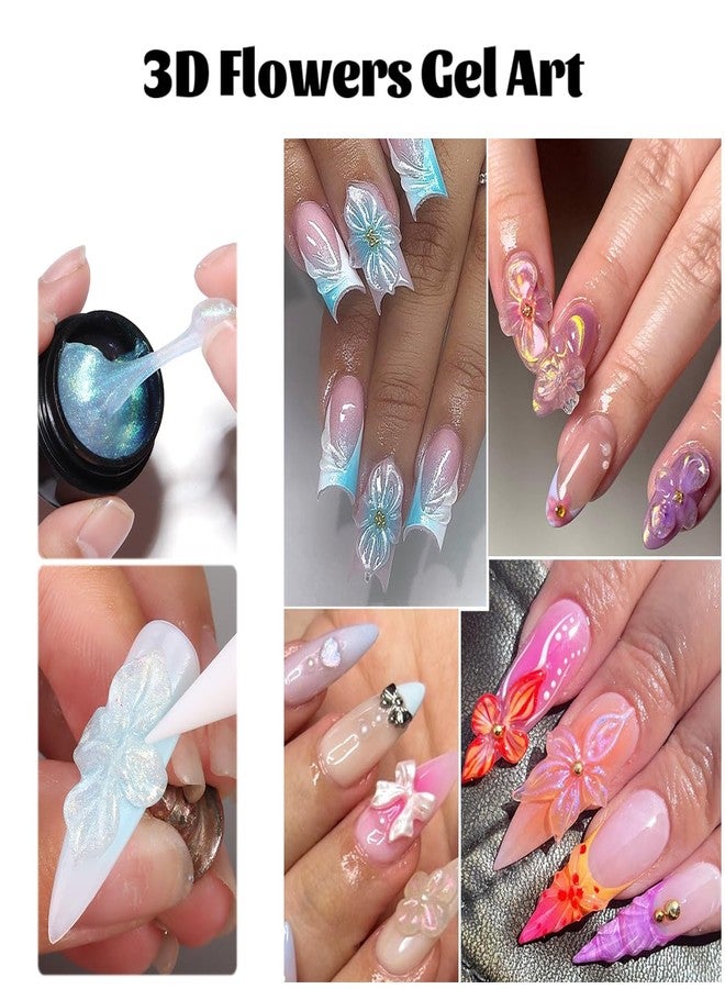 Fcozpjk Solid Builder Gel Kit, 6 Colors Non Sticky Hand Solid Builder Gels for Nails Aurora Blue Pink Pearl White Hard Gel With Silicone Carving Pen 3D Sculpting Nail Art Starter Kit - Image 5